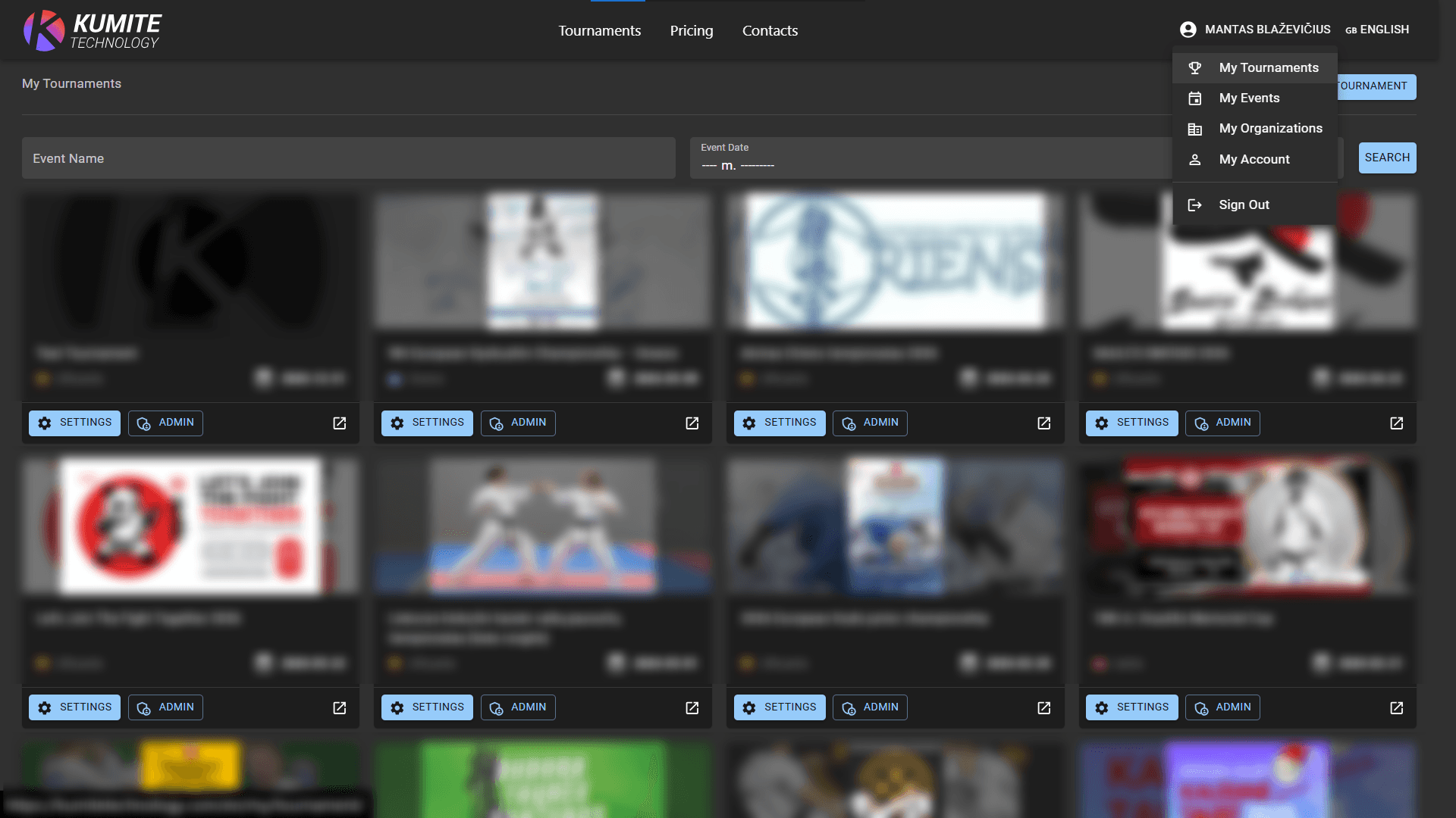 Доступ к настройкам турнира