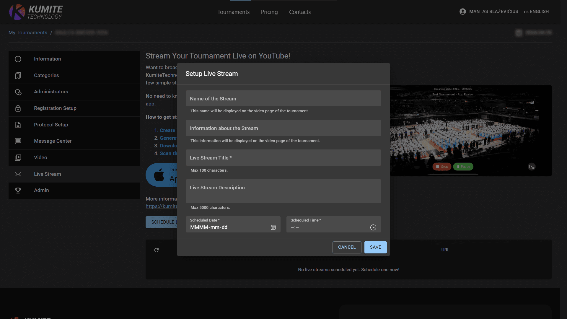 Страница Прямой трансляции