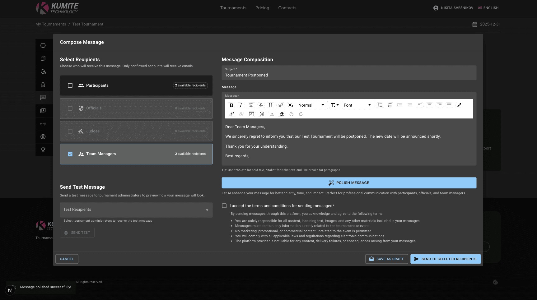 Полированное сообщение ИИ