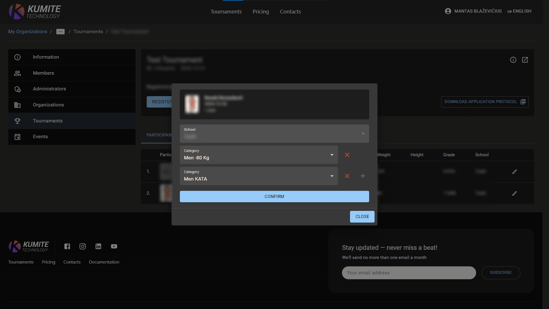 Редактирование Регистрации