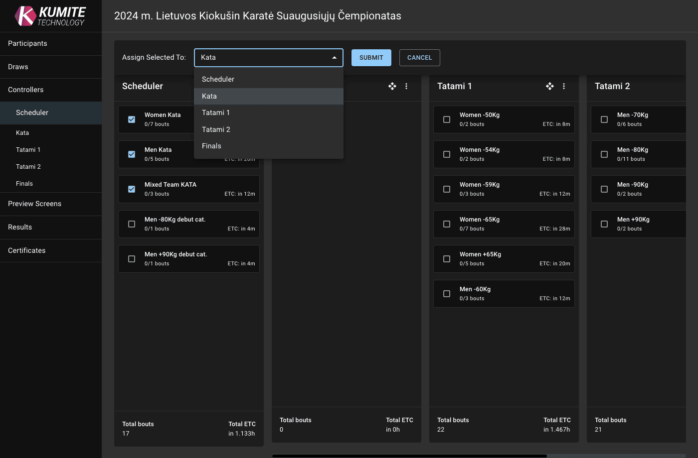 Назначение выбранного