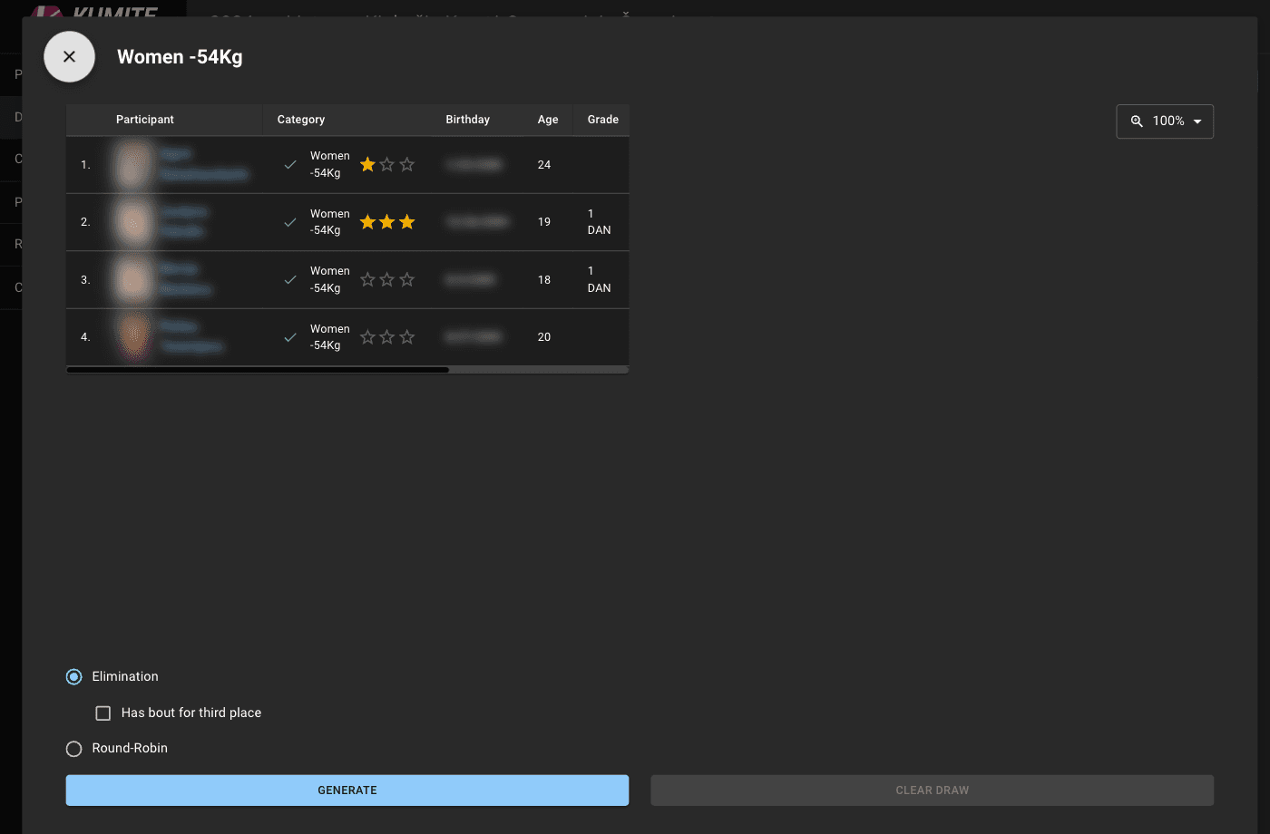Экран создания жеребьёвки