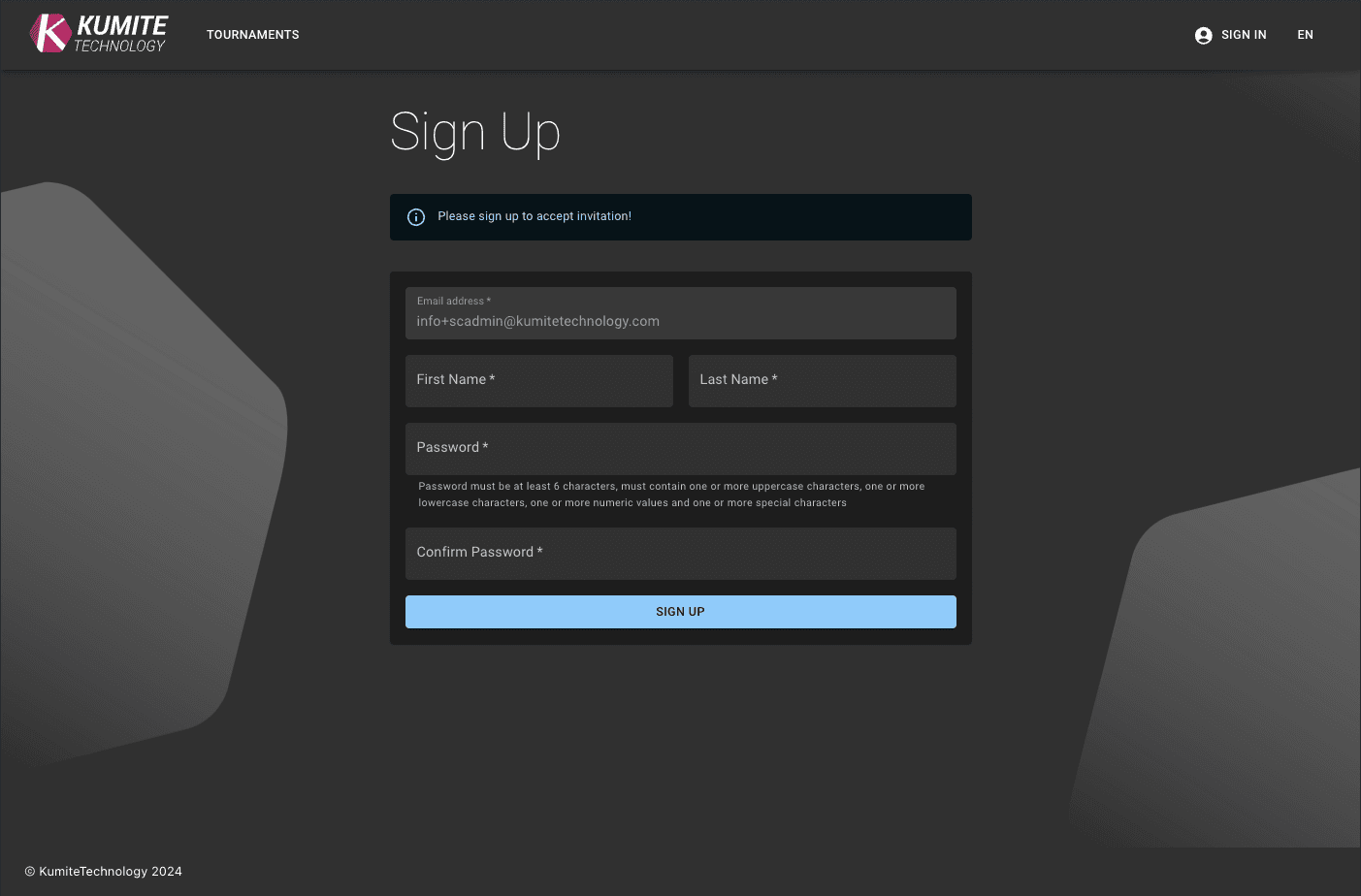 Электронное письмо с приглашением