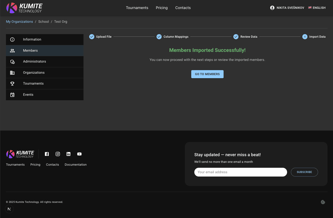 Успешный импорт